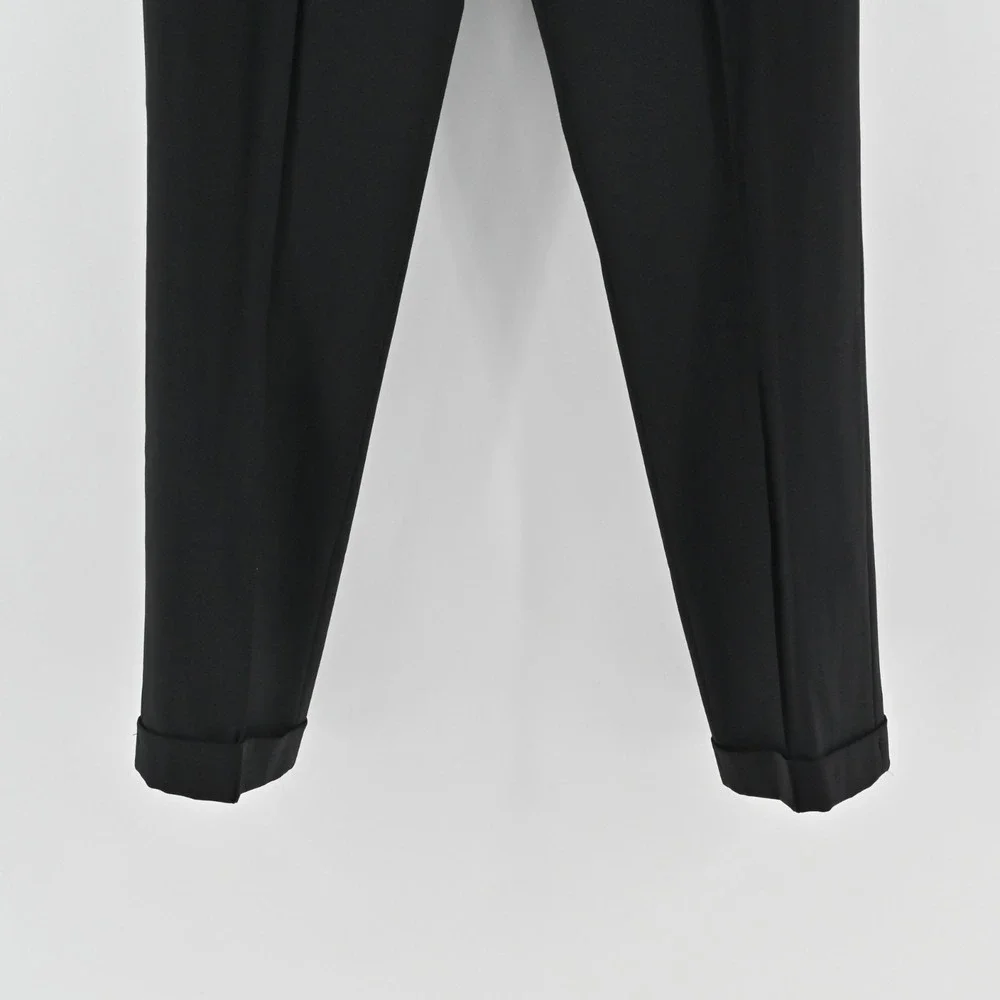 Cynthia Steffe Womens Wool Straight Trousers Size 8 Cuffed Black Pants Retro NEW